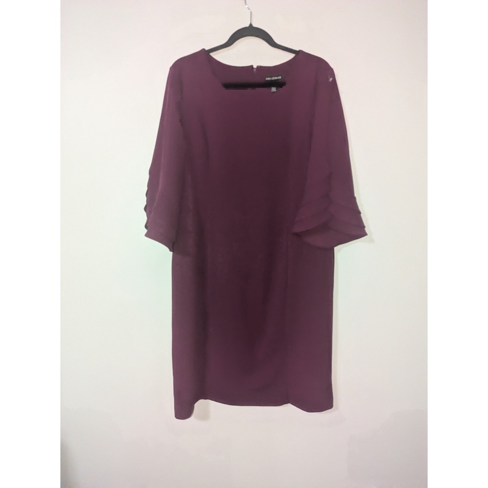 XL Nina Leonard Berry Tulip Layer Sleeve Mini Sheath Dress